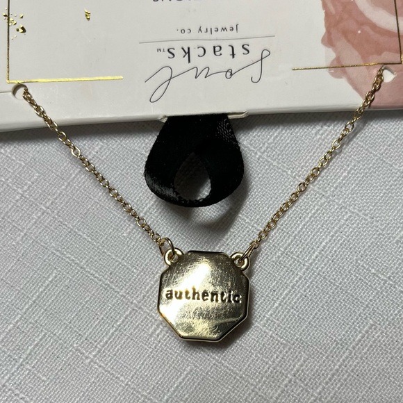 Red Jasper SOUL STACKS Intentions Pendant. Gold tone chain. “Authentic” on back - Picture 3 of 4